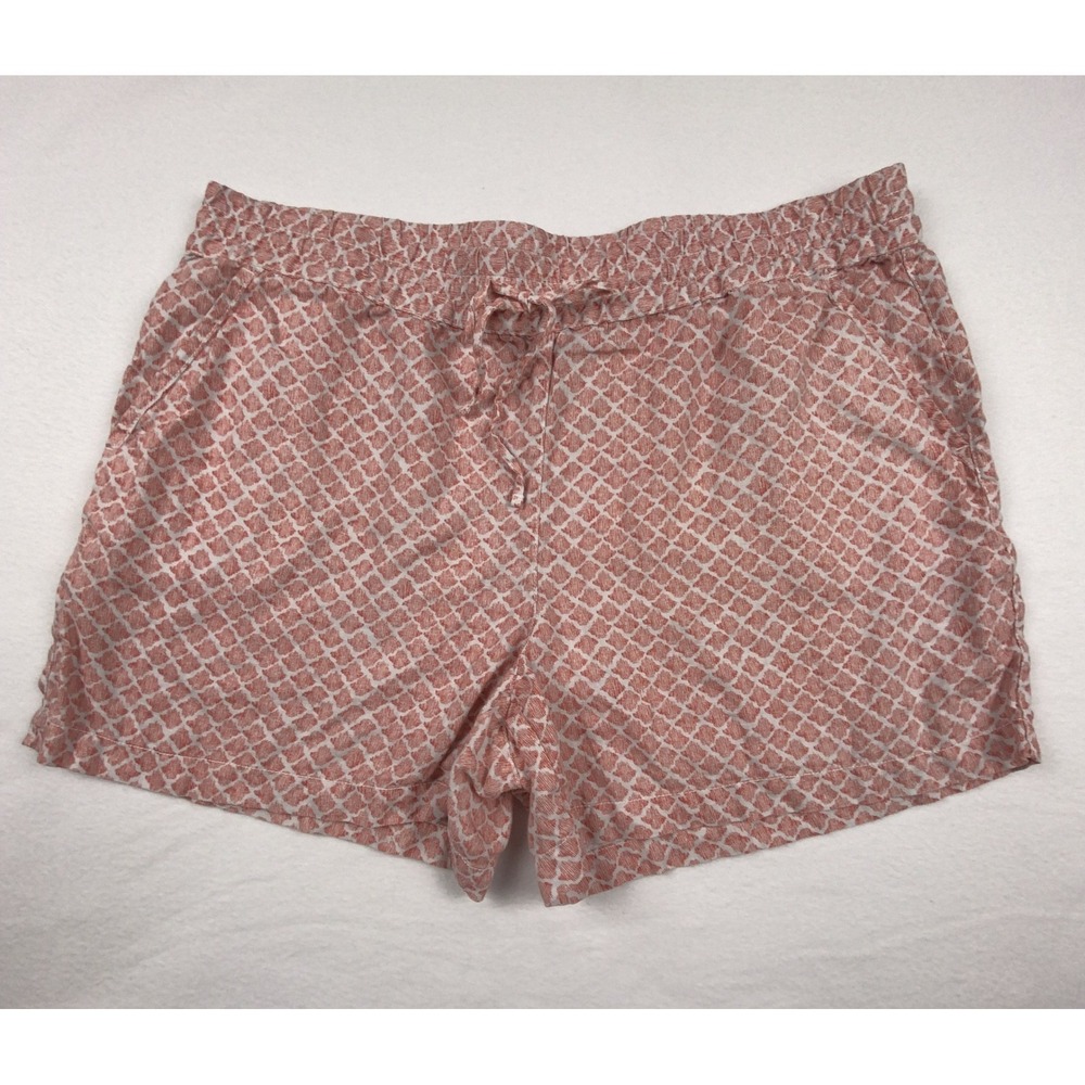 Tommy Bahama Coral Pink White 100% Linen Women's Drawstring Shorts Size XL